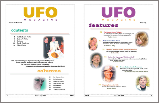 Contents of UFO Magazine, Volume 19, No. 3