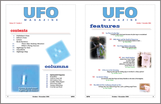Contents of UFO Magazine, Volume 19, No. 5