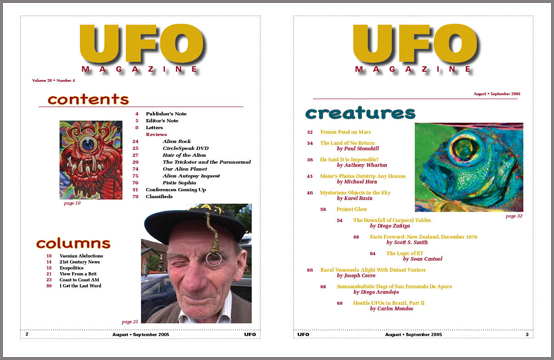 Contents of UFO Magazine, Volume 20, No. 4