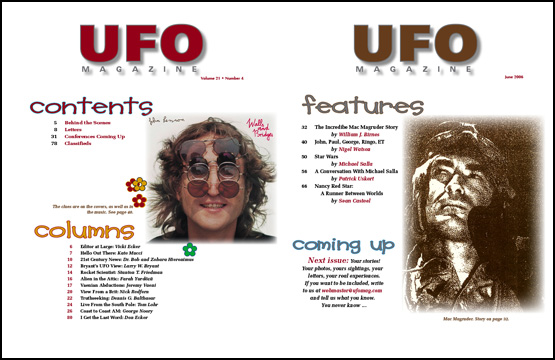 Contents of UFO Magazine, Volume 21, No. 4