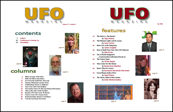 Contents of UFO Magazine, Volume 21, No. 5