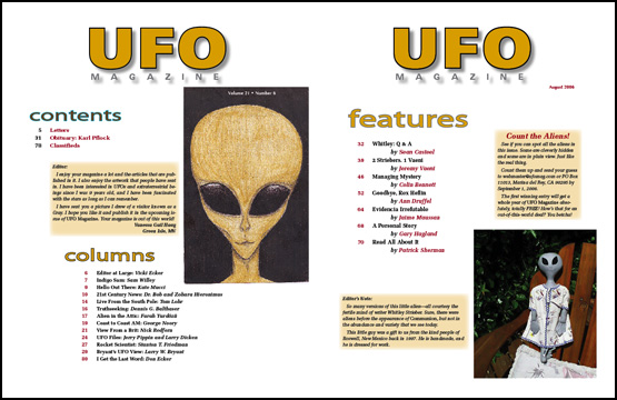 Contents of UFO Magazine, Volume 21, No. 6