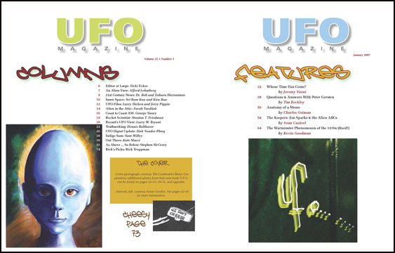 Contents of UFO Magazine, Volume 22, No. 1