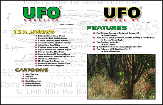 Contents of UFO Magazine, Volume 22, No. 10