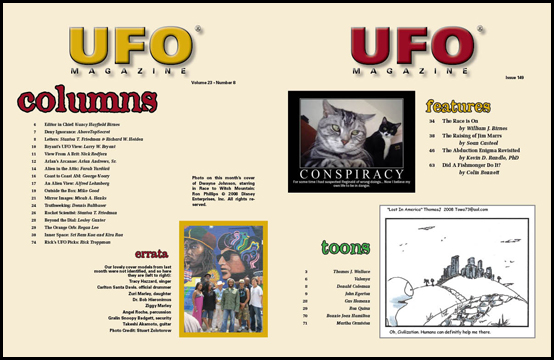 Contents of UFO Magazine, Volume 23, No. 8